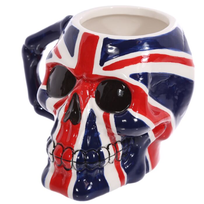 Ceramic Shaped Head Mug - UK Flag Skull 🇬🇧