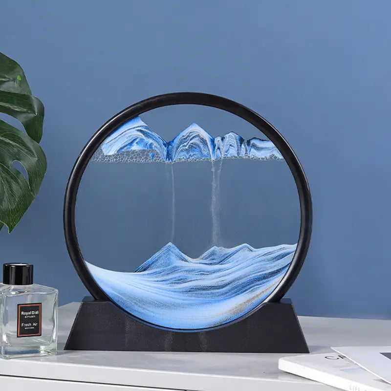 3D Dynamic Moving Sand Painting round glass stand 🇨🇳