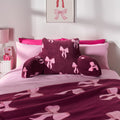 Bow Print Cuddle Cushion - Burgundy 🇬🇧