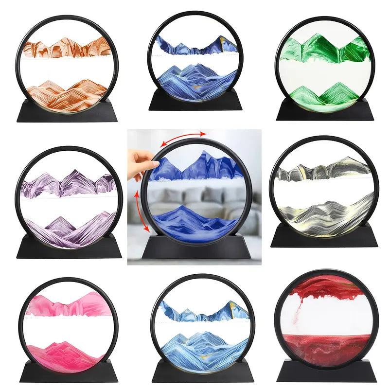 3D Dynamic Moving Sand Painting round glass stand 🇨🇳