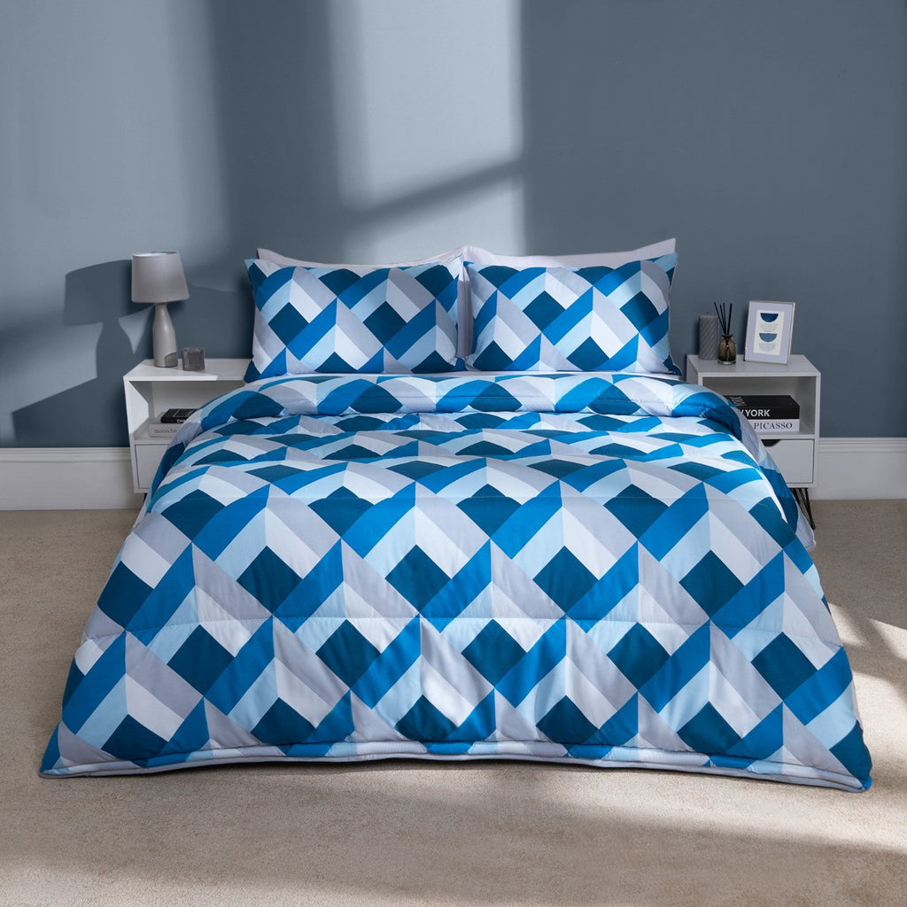 Abstract Coverless 10.5 Tog Duvet & Pillowcases - Navy 🇬🇧