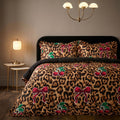 Bow Leopard Print Frill Edge Coverless 7.5 Tog Duvet Set - Natural 🇬🇧