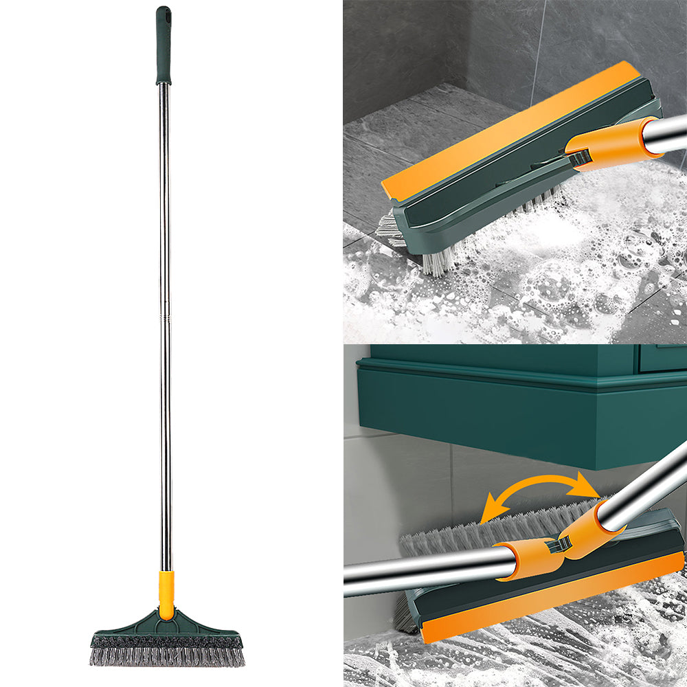 3 in 1 Floor Scrub Brush Squeegee Mop Water Scrubber with 120 Degree Rotating Head - Yellow + Green 🇬🇧