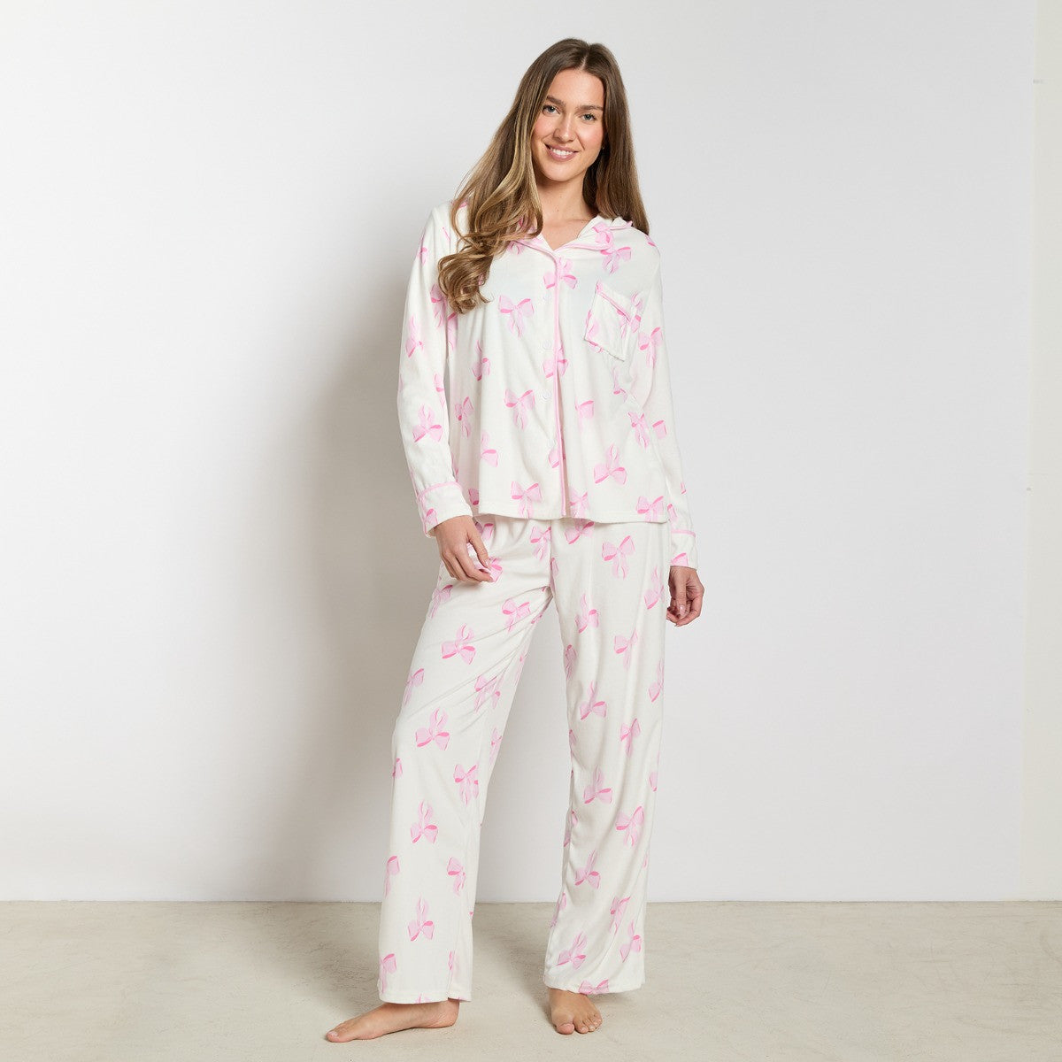 Bow Print Button Through Pyjama Set 🇬🇧