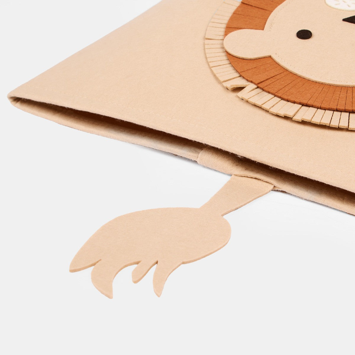 Lion Felt Storage Basket - Beige 🇬🇧