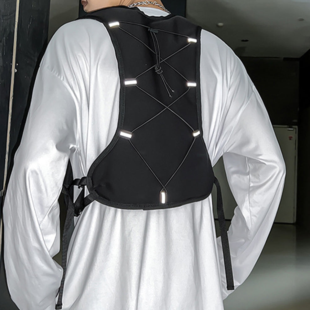 Cycling Running Vest Bag Reflective Hydration Vest Storage Bag Lightweight Backpack - Black 🇬🇧