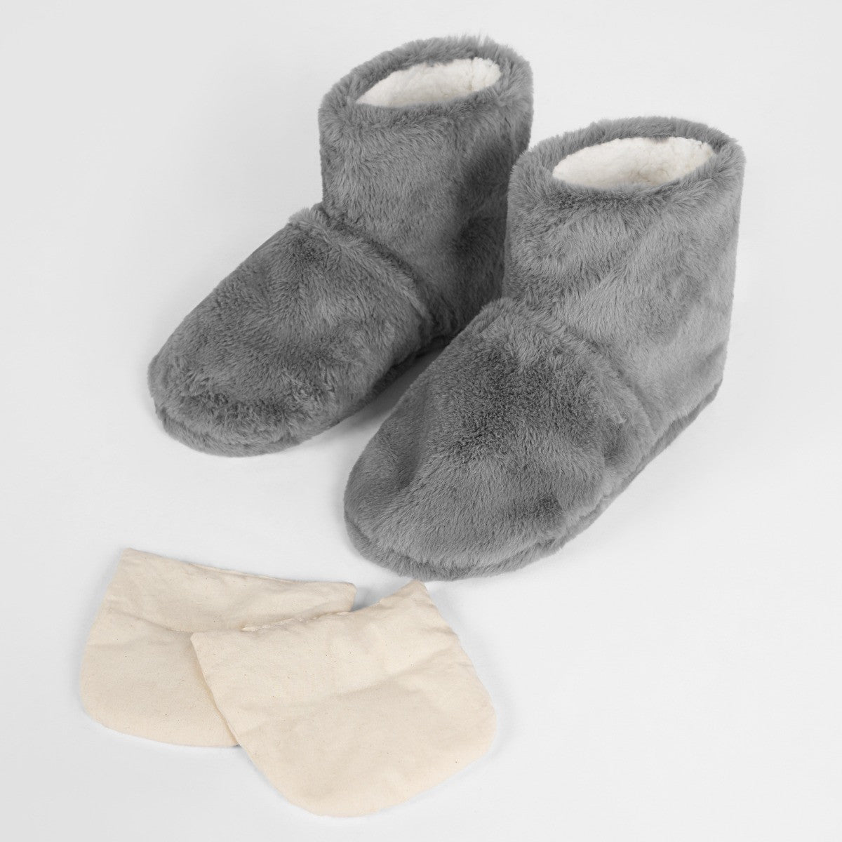 Microwavable Faux Fur Boot Slippers - Grey 🇬🇧