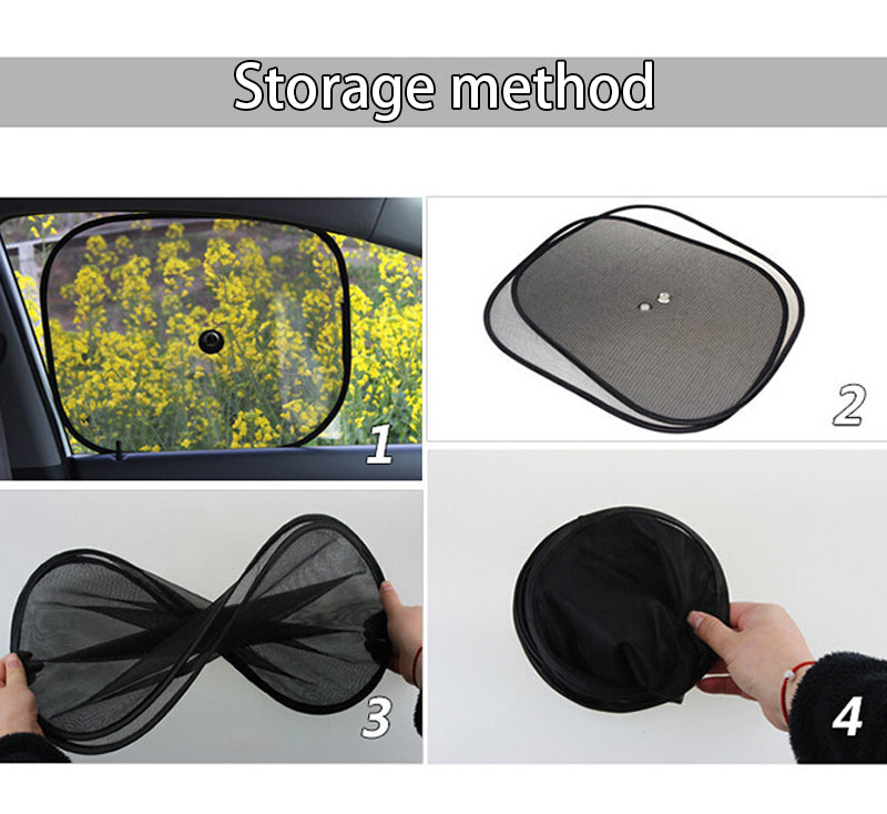 2PCS Car Sun Shade Rear Side Windows Shield Foldable Mesh Shades with Suction Cups UV Protection for Baby Kids Pets 🇬🇧
