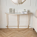 Manhattan Marble Effect Semicircle Console Table - Gold/White 🇬🇧