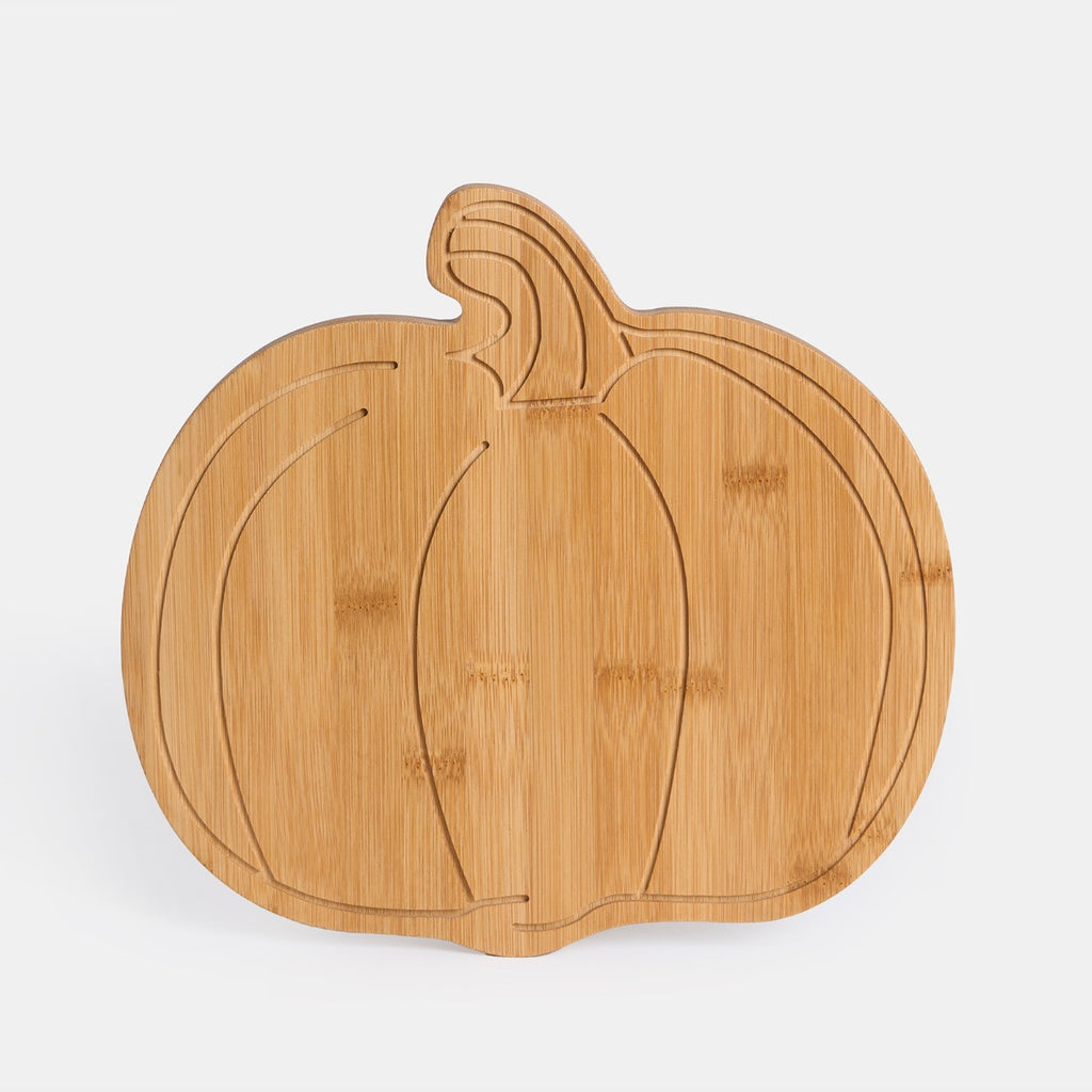 Wooden Pumpkin Serving Board - Natural 🇬🇧