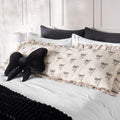 Bow Print Frill Edge Bolster Pillow - Monochrome 🇬🇧