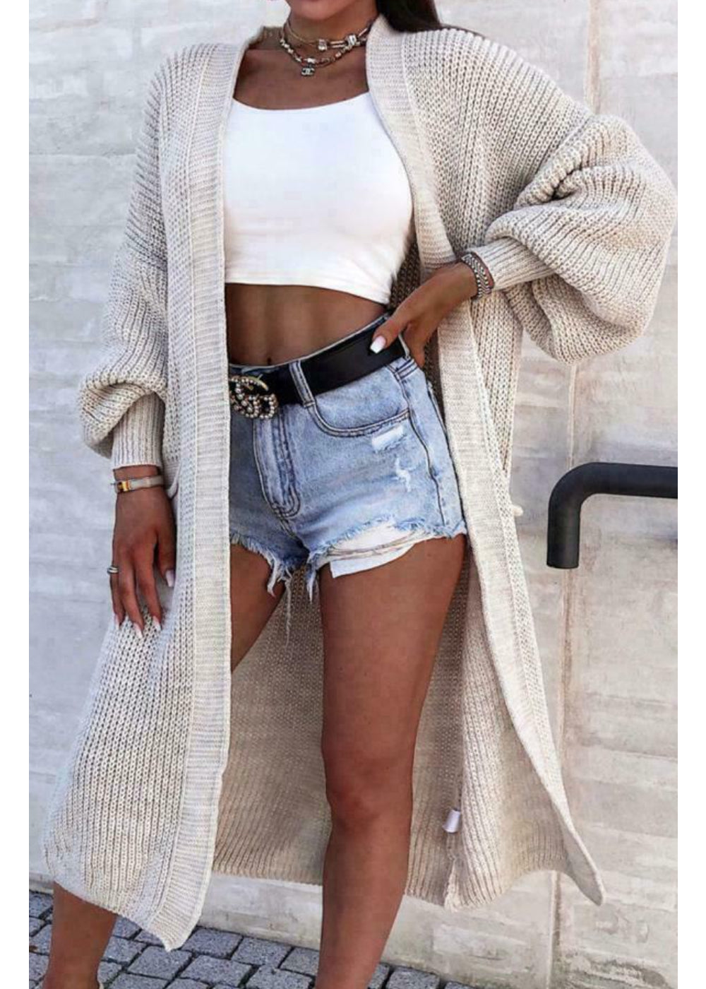 Balloon Sleeve Pockets Cardigan 🇬🇧