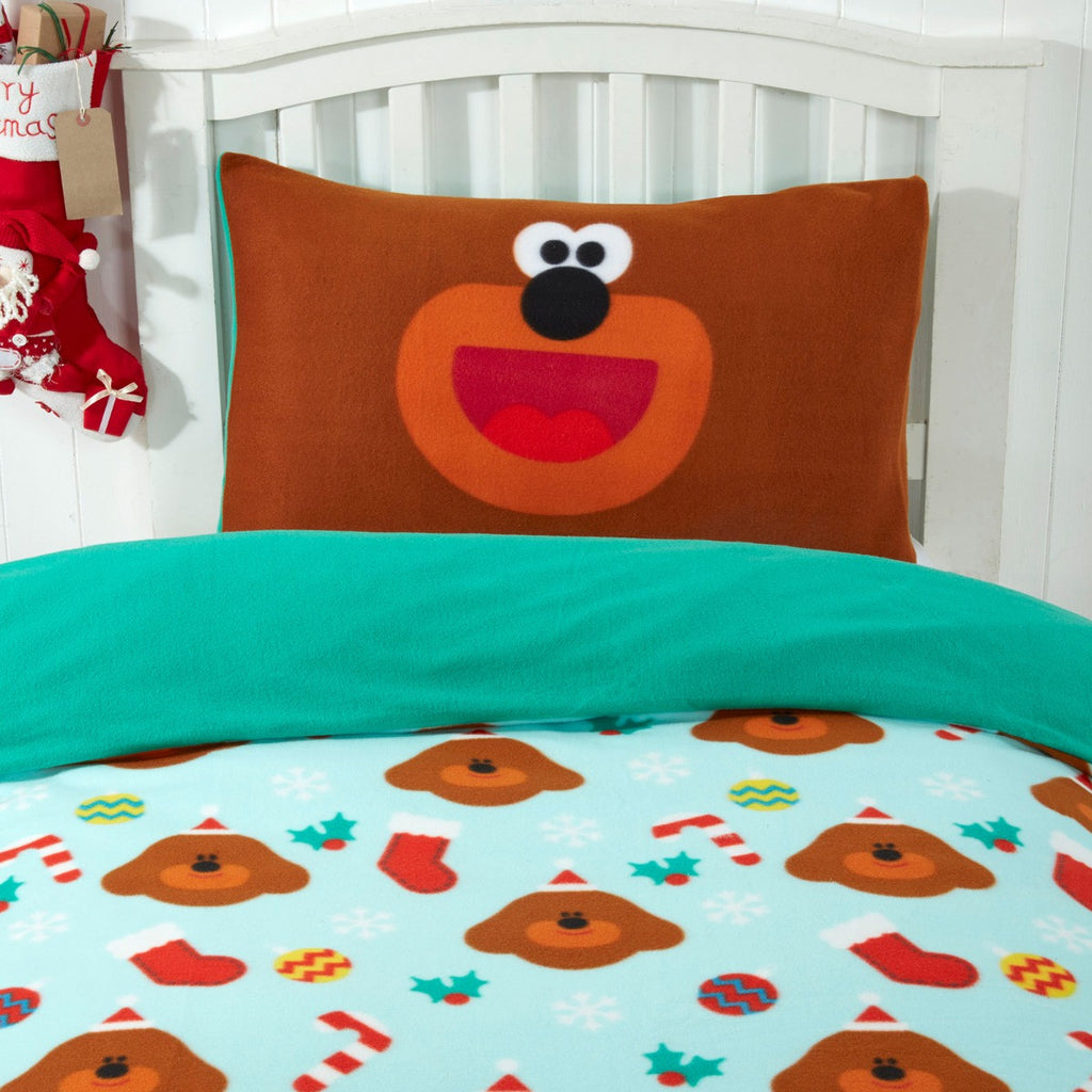 Hey Duggee Christmas Decor Fleece Duvet Cover Set, Green - Single 🇬🇧