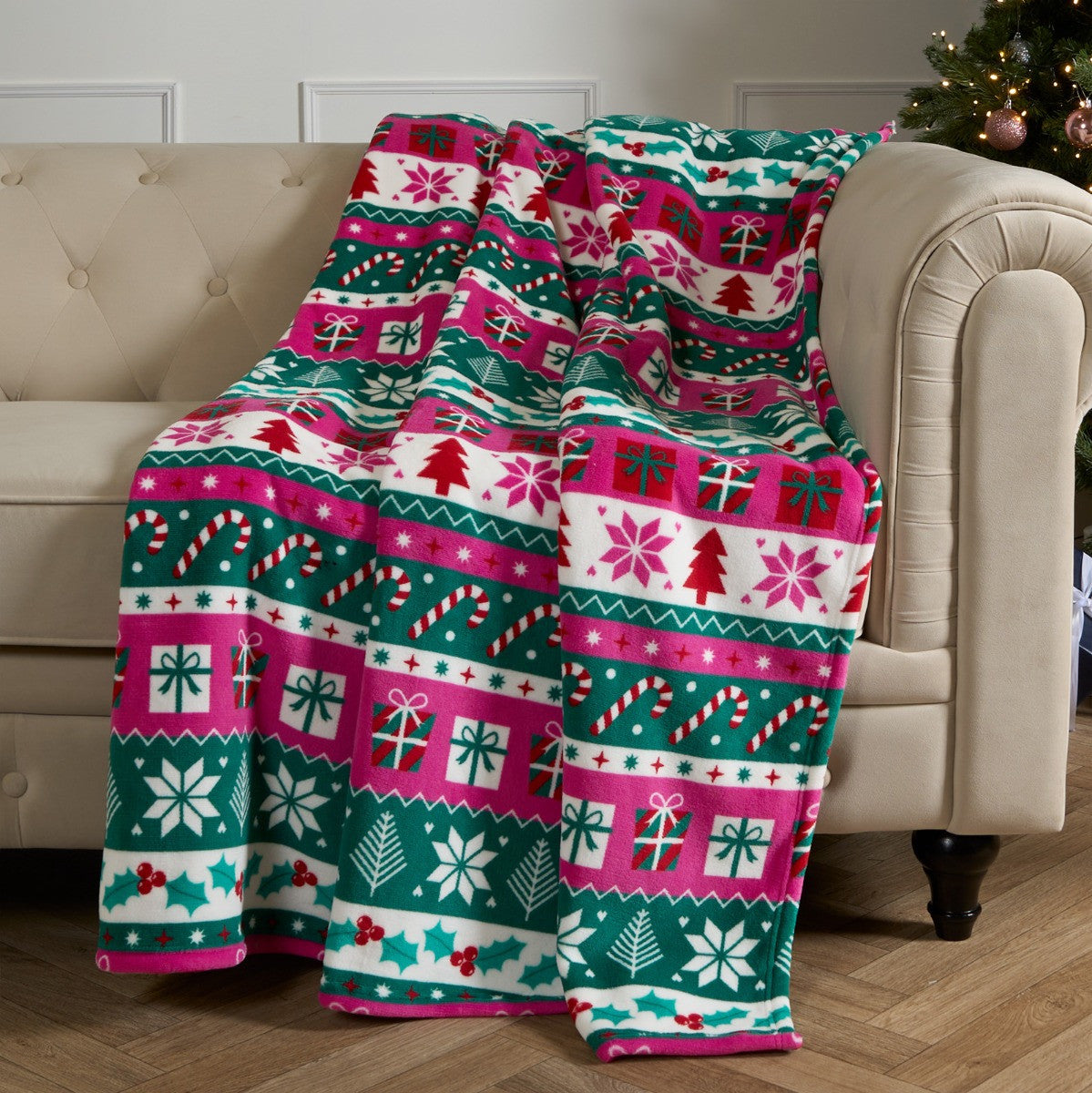 Bright Nordic Print Sherpa Fleece Throw - Multi 🇬🇧