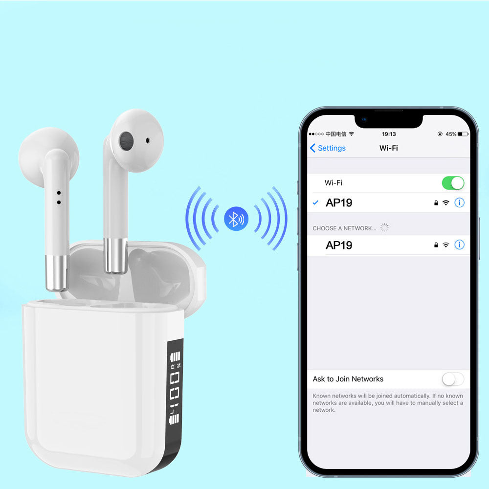 Wireless Bluetooth 5.3 In-Ear Earphones Battery LED Display for iPhone Samsung Android Phones - White 🇬🇧