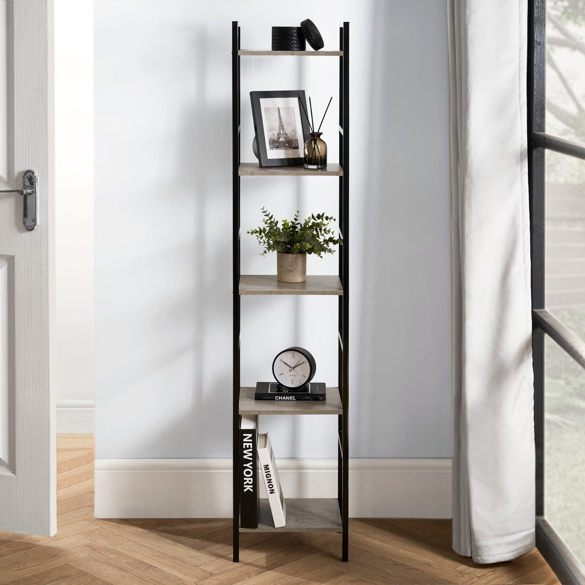 Manhattan 5-Tier Shelving Unit – Concrete Effect 🇬🇧