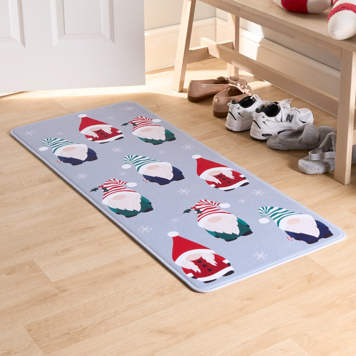 Washable Christmas Gonk Printed Runner - Grey 🇬🇧
