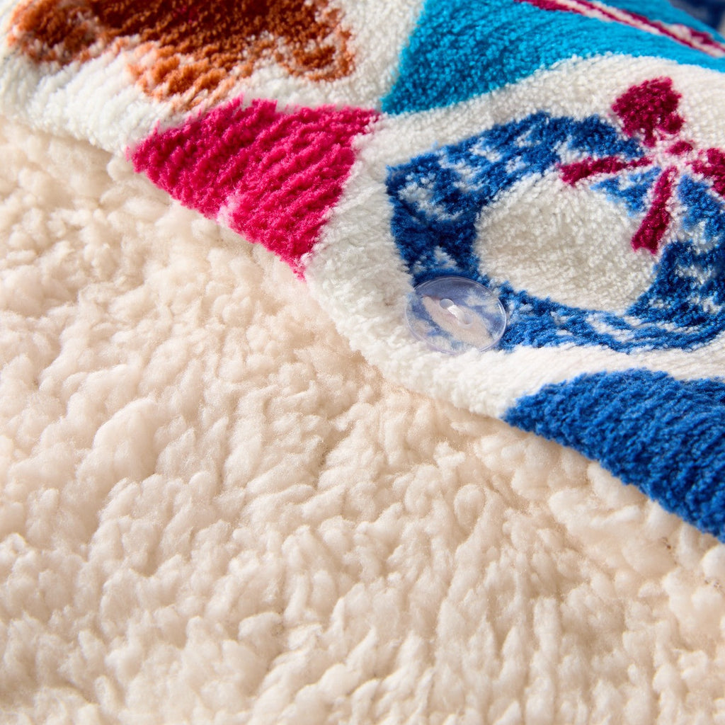 Christmas Diamond Check Sherpa Fleece Duvet Cover Set - Multi 🇬🇧