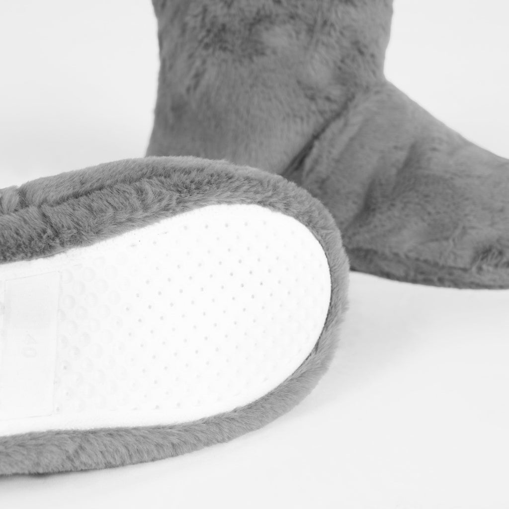 Microwavable Faux Fur Boot Slippers - Grey 🇬🇧