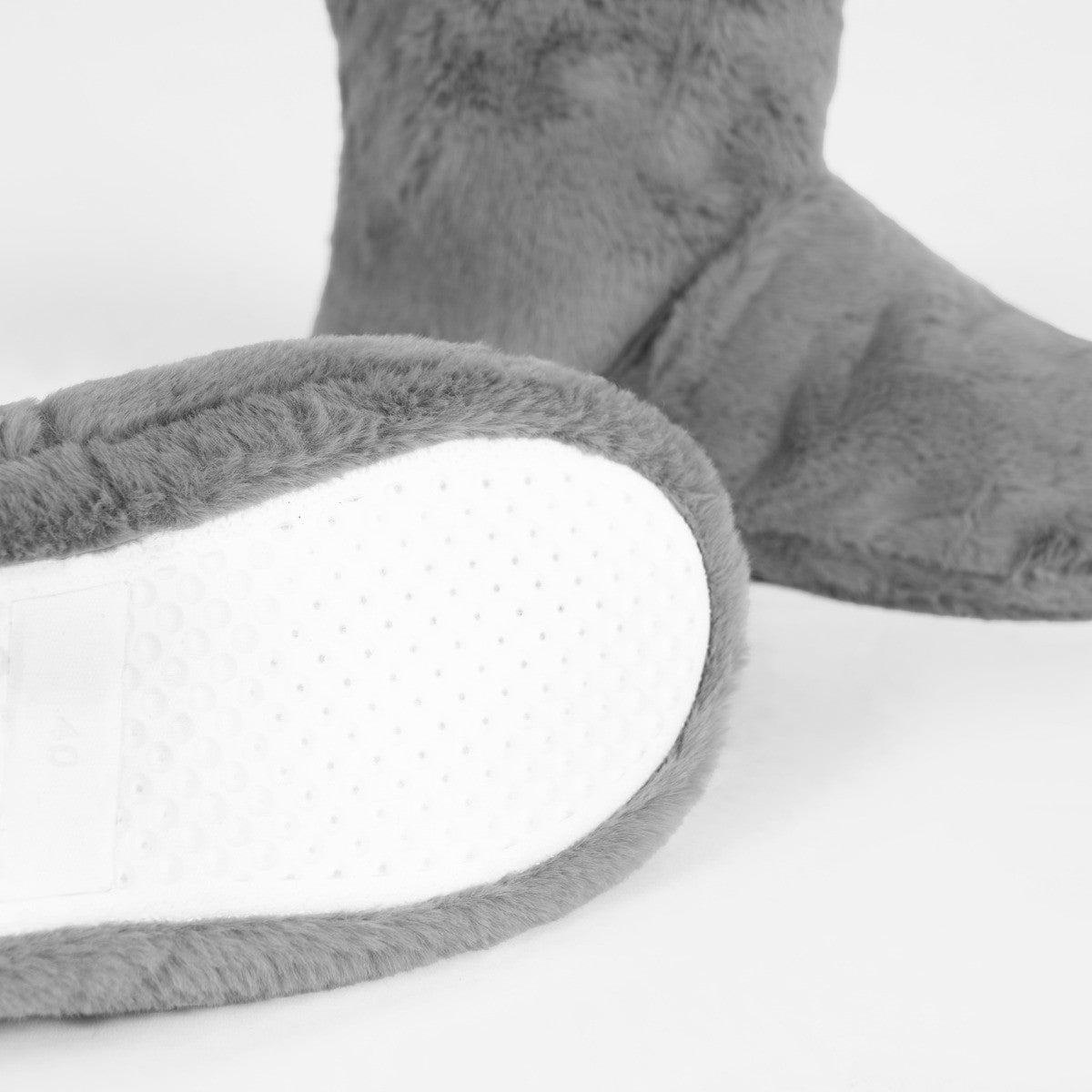 Microwavable Faux Fur Boot Slippers - Grey 🇬🇧