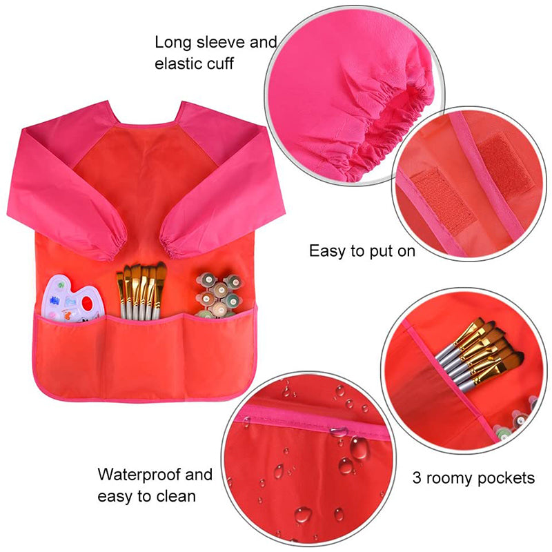 Waterproof Art Aprons Small Painter Long Sleeve Art Smock with 3 Roomy Pockets 🇬🇧