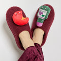 Cheese & Wine Boucle Slippers - Burgundy 🇬🇧