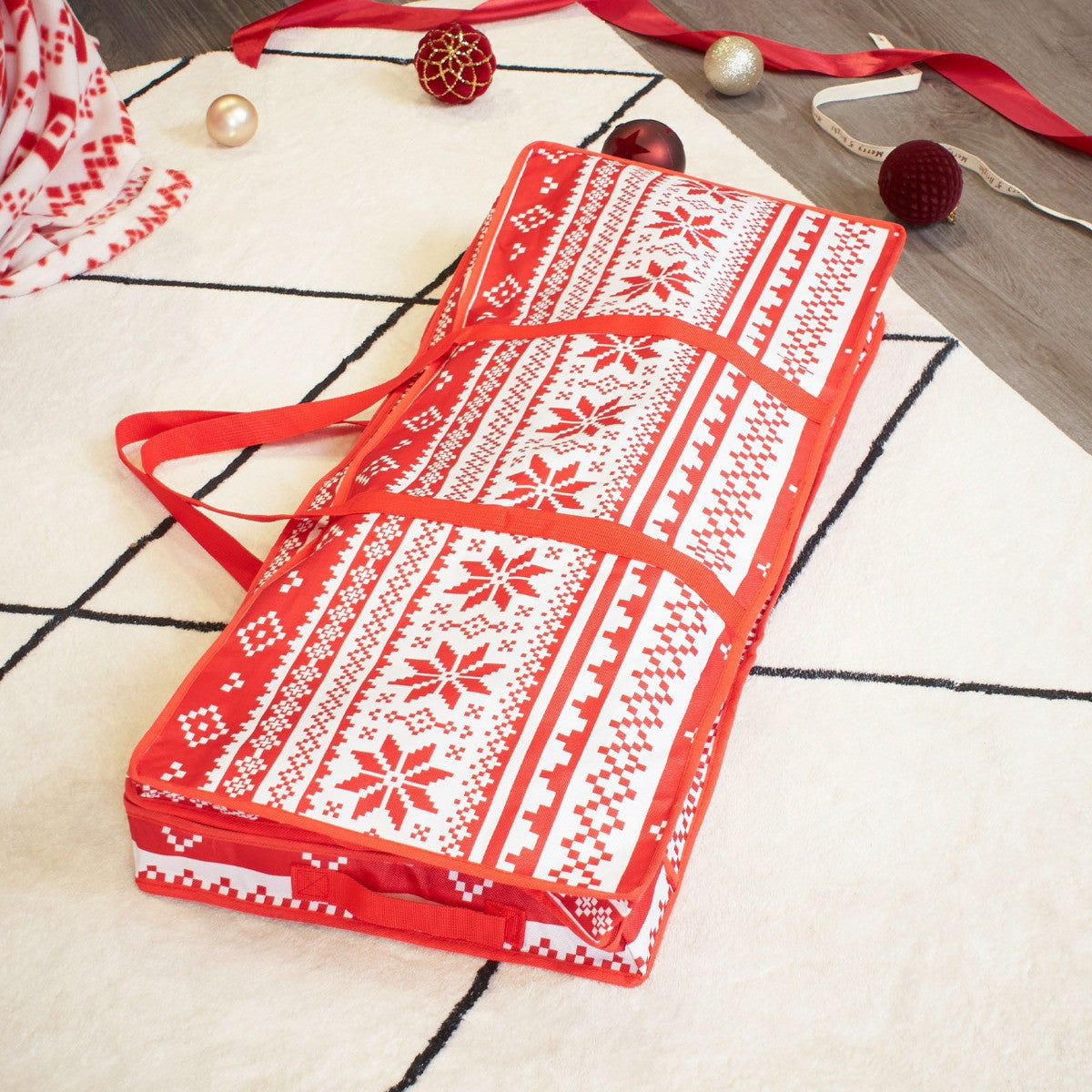Christmas Nordic Print Wrap Storage Bag - Red 🇬🇧