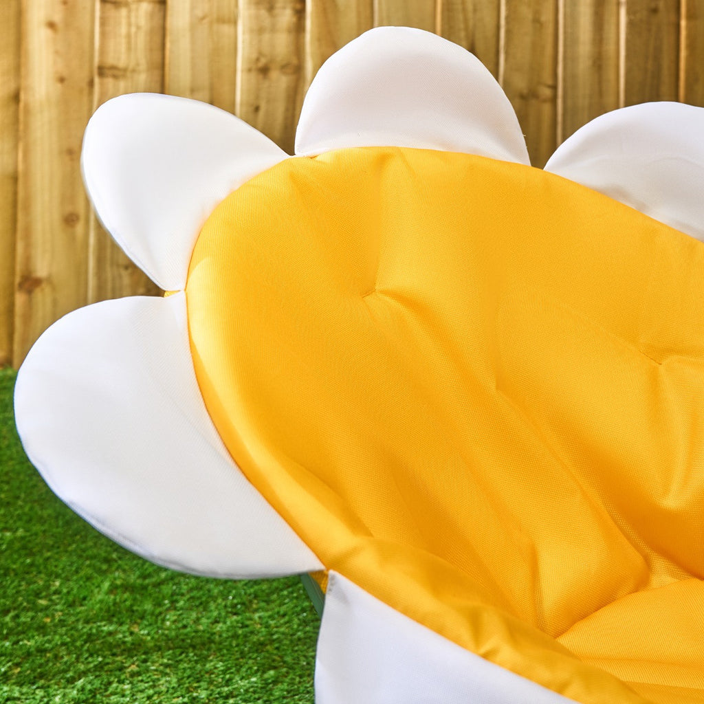 Kids Daisy Foldable Moon Camping Chair - Yellow/White 🇬🇧