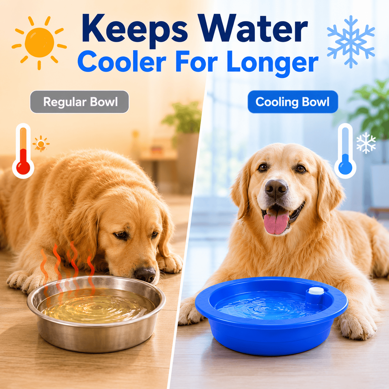 Dog Cat Cooling Bowl Water Feeding Bowl Cooling Drinker Station, Freeze Activated Hydration Dish for Hot Summer 🇬🇧