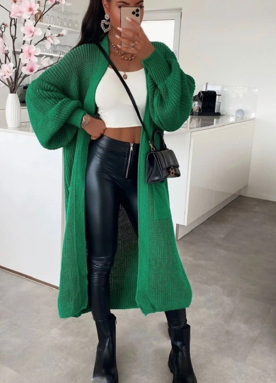 Balloon Sleeve Pockets Cardigan 🇬🇧