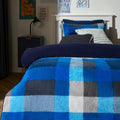 Patchwork Check Teddy Duvet Cover Set - Navy/Grey 🇬🇧