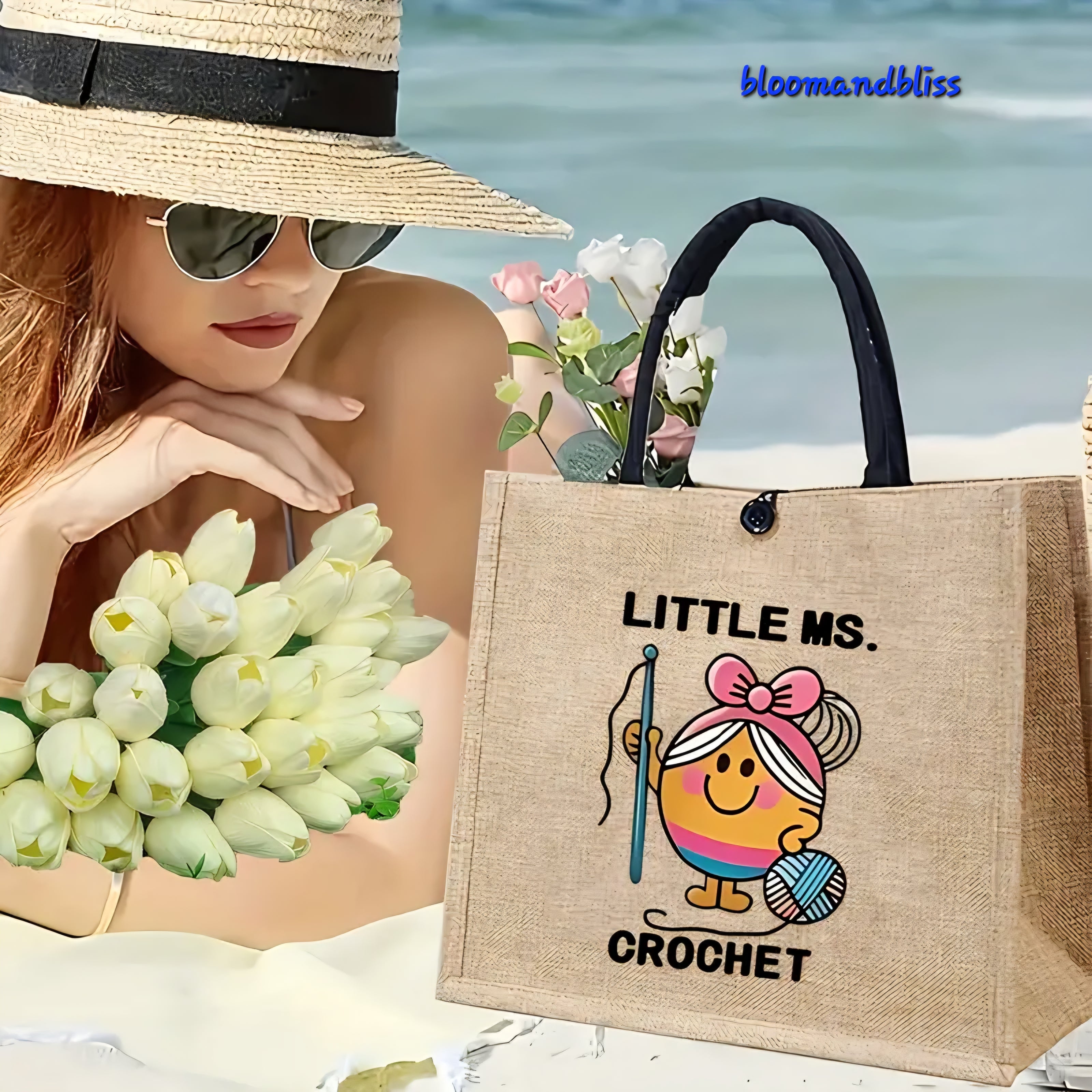 Vintage Knit crochet tote bag   🇬🇧