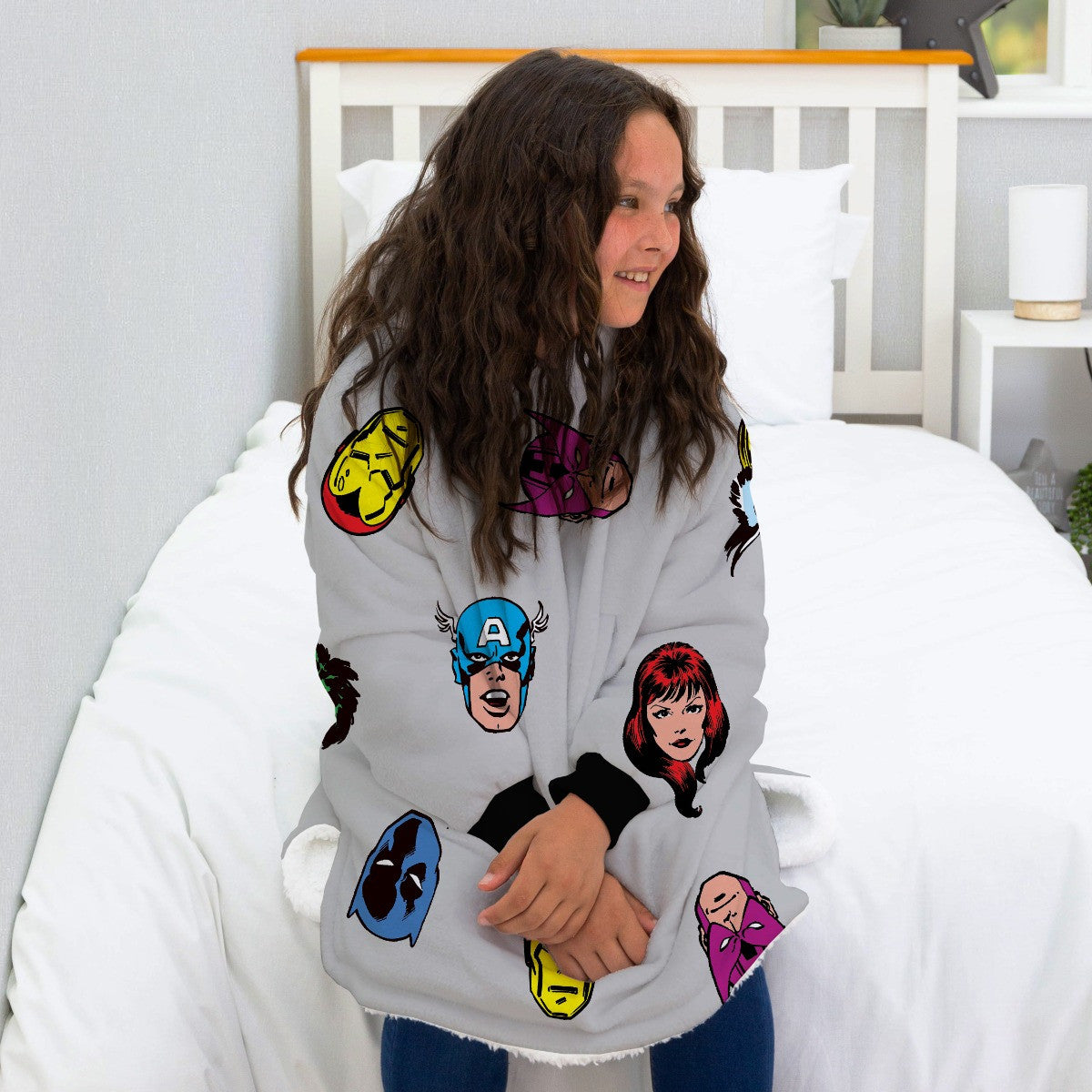 Marvel Comics Hoodie Blanket, Kids - Grey 🇬🇧