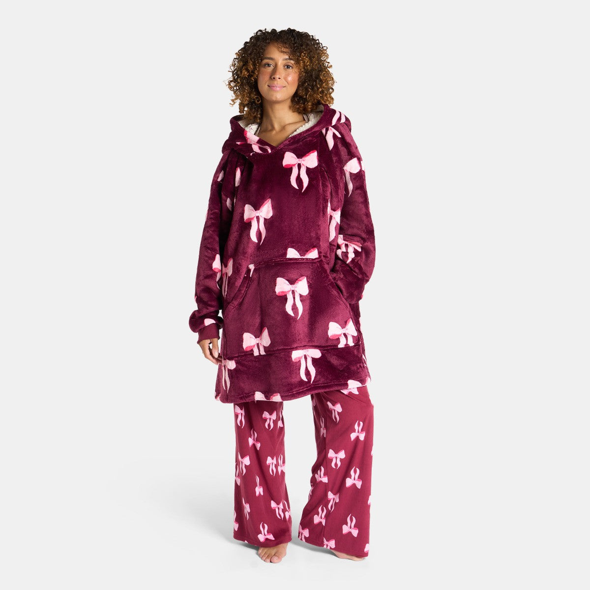 Adults Bow Print Hoodie Blanket 🇬🇧