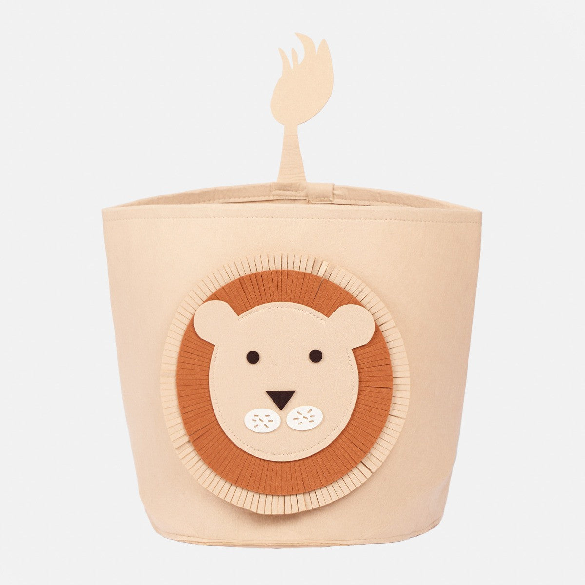 Lion Felt Storage Basket - Beige 🇬🇧