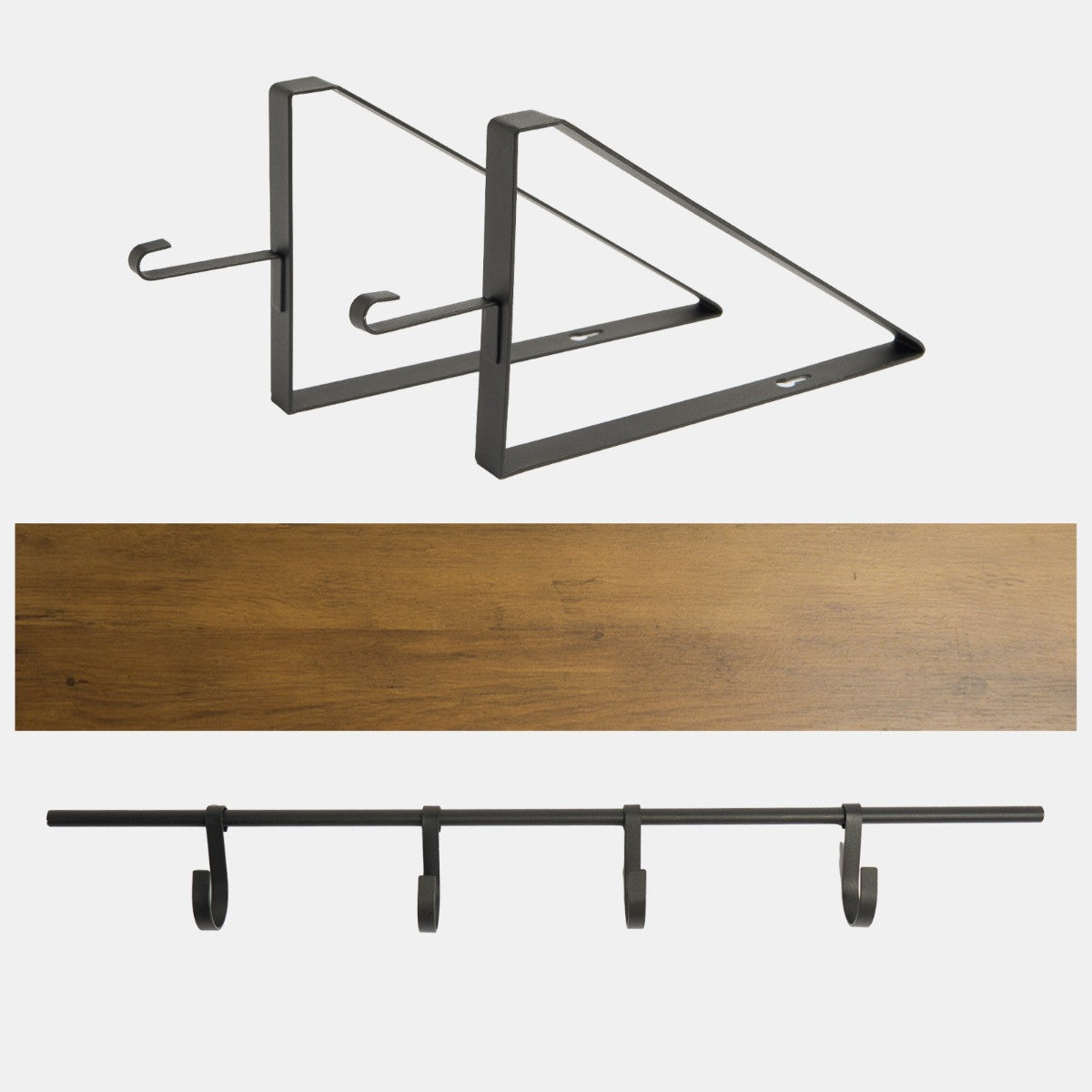 Wooden Shelf with Hook - Black/Brown 🇬🇧