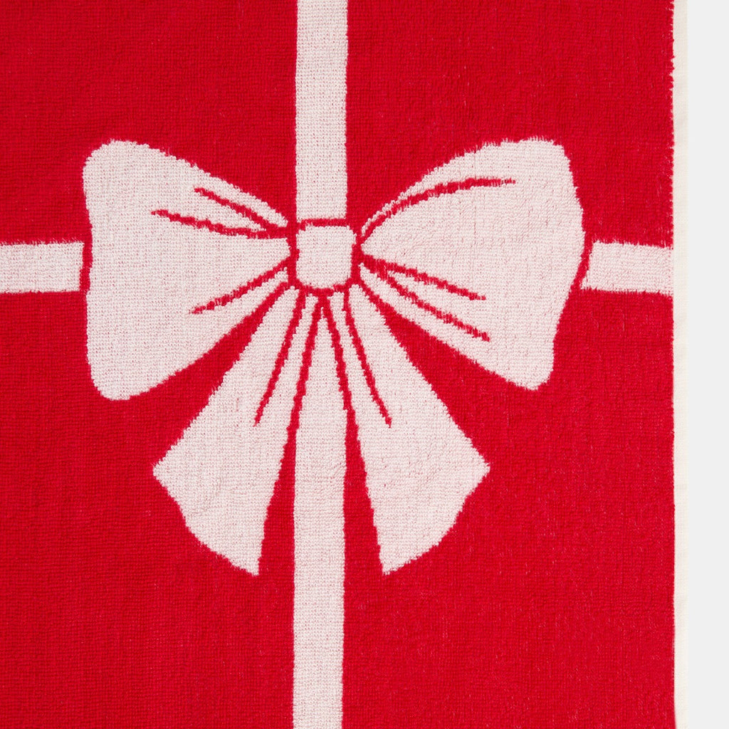 100% Cotton Elegant Bow Jacquard Towel - Red 🇬🇧