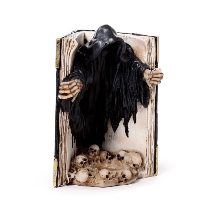 Resin Tea Light Holder - The Reaper of Death Book of Skulls 🇬🇧