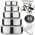 15-Piece Stainless Steel Bowl Set with Lids & Measuring Spoons 🇬🇧