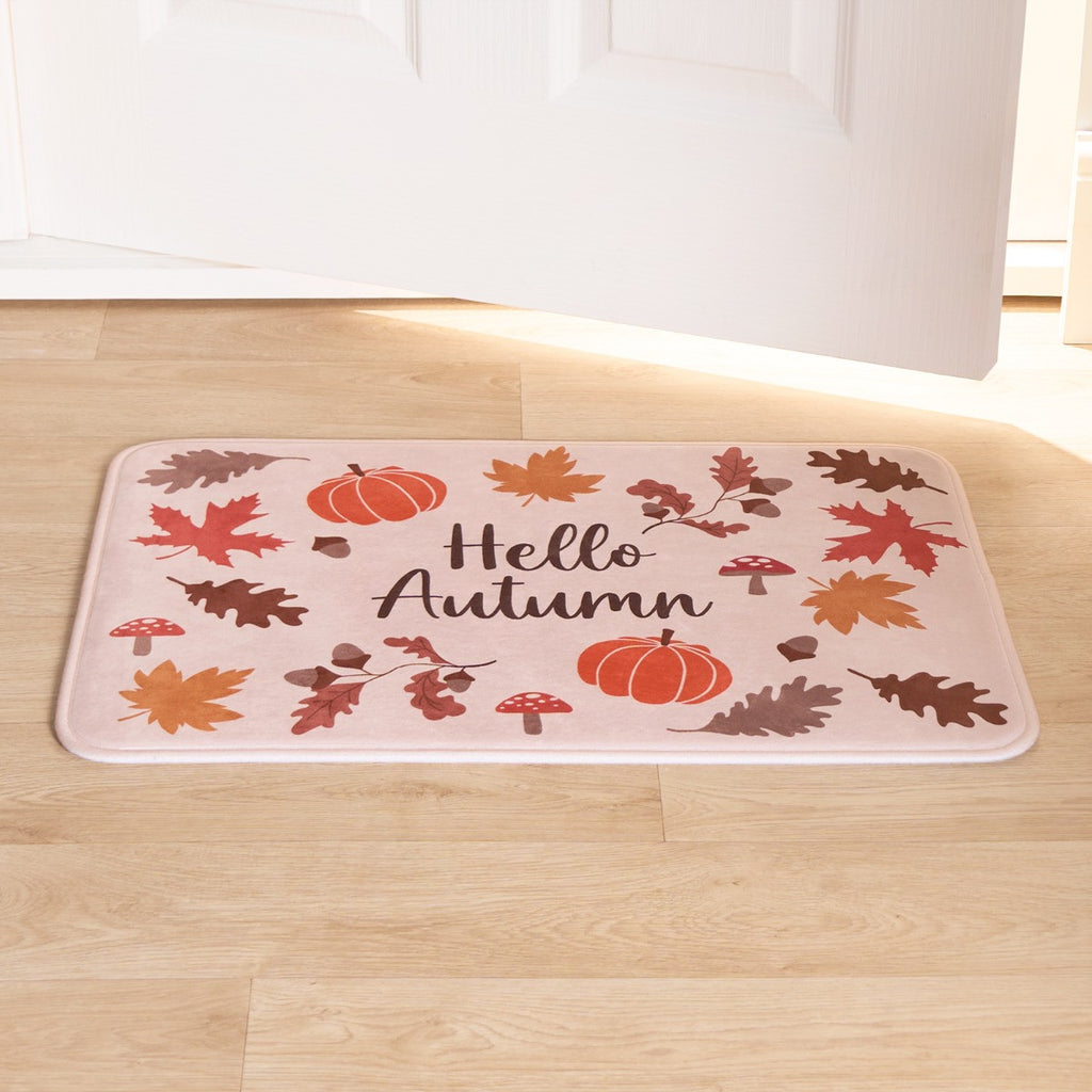 Washable Cosy Autumn Printed Mat - Natural 🇬🇧