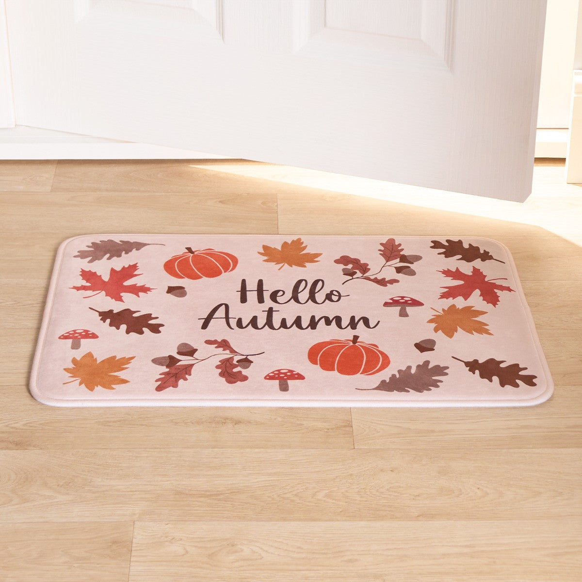 Washable Cosy Autumn Printed Mat - Natural 🇬🇧
