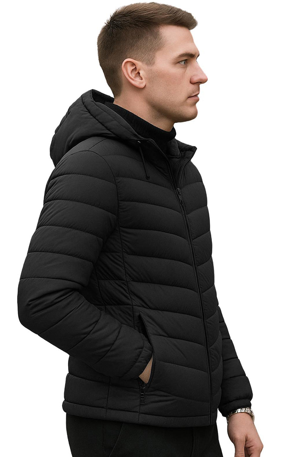 Men’s Puffer Jacket with Removable Hood – Lightweight Padded Winter Coat 🇬🇧
