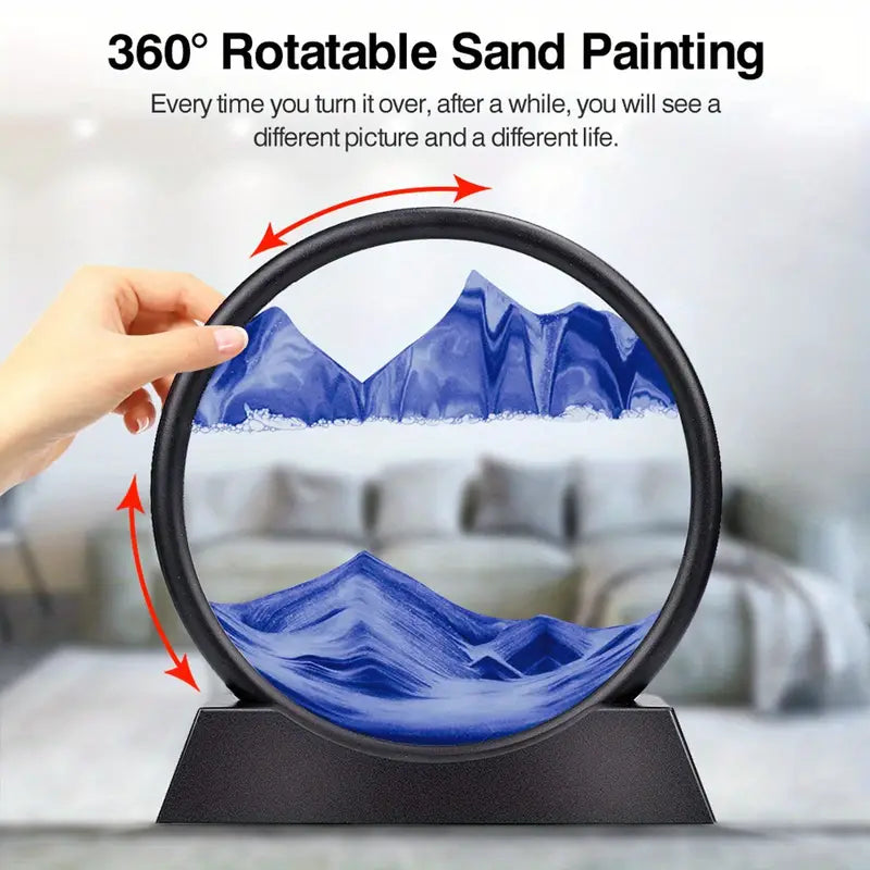 3D Dynamic Moving Sand Painting round glass stand 🇨🇳