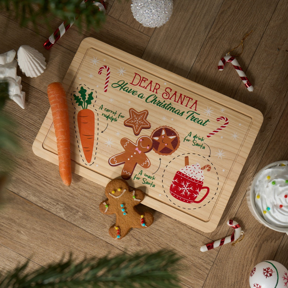 Dear Santa Christmas Eve Treat Board - Natural 🇬🇧