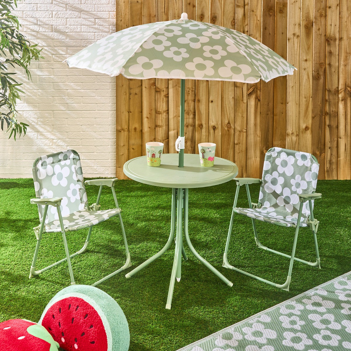 Kids Colour Block Bistro Set with Parasol 🇬🇧