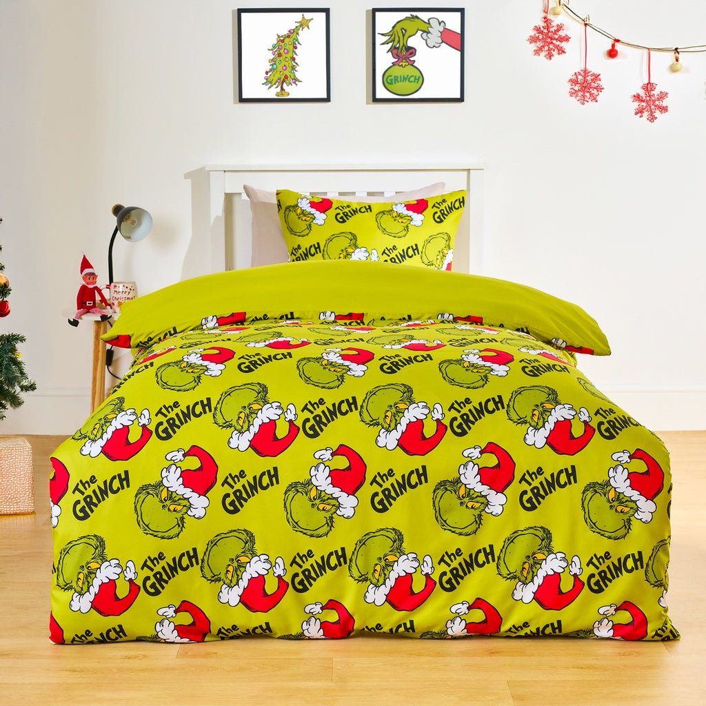 Grinch Printed Duvet Set - Green 🇬🇧