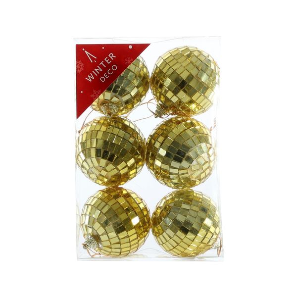 Pack of 6 Gold Disco Ball Baubles 🇬🇧