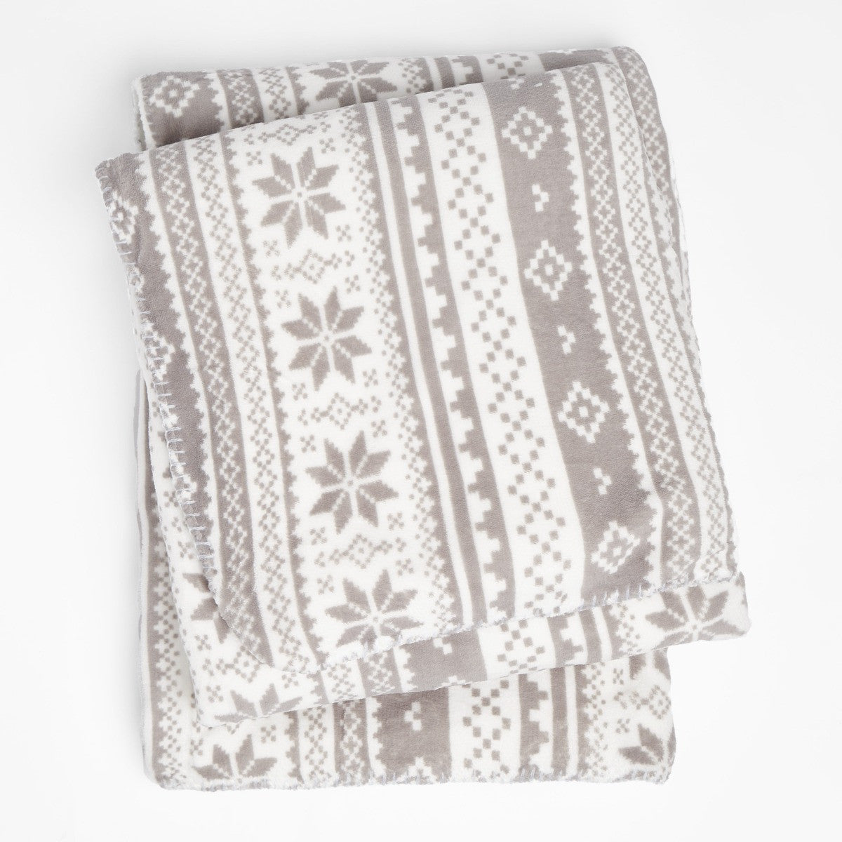 Christmas Nordic Print Sherpa Throw - Grey/White 🇬🇧