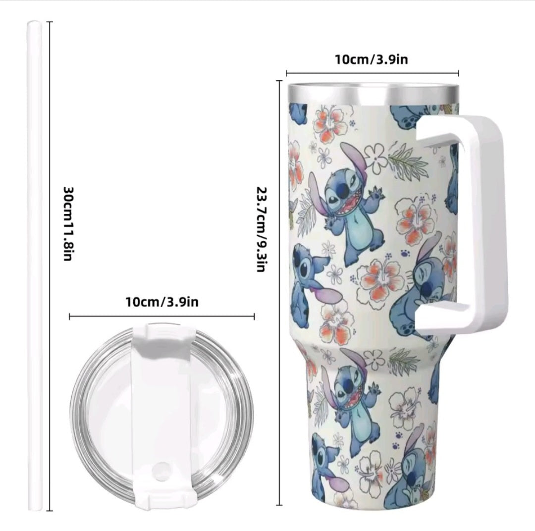 Cartoon inspired 40oz tumbler with straw - stainless steel insulated 🇨🇳