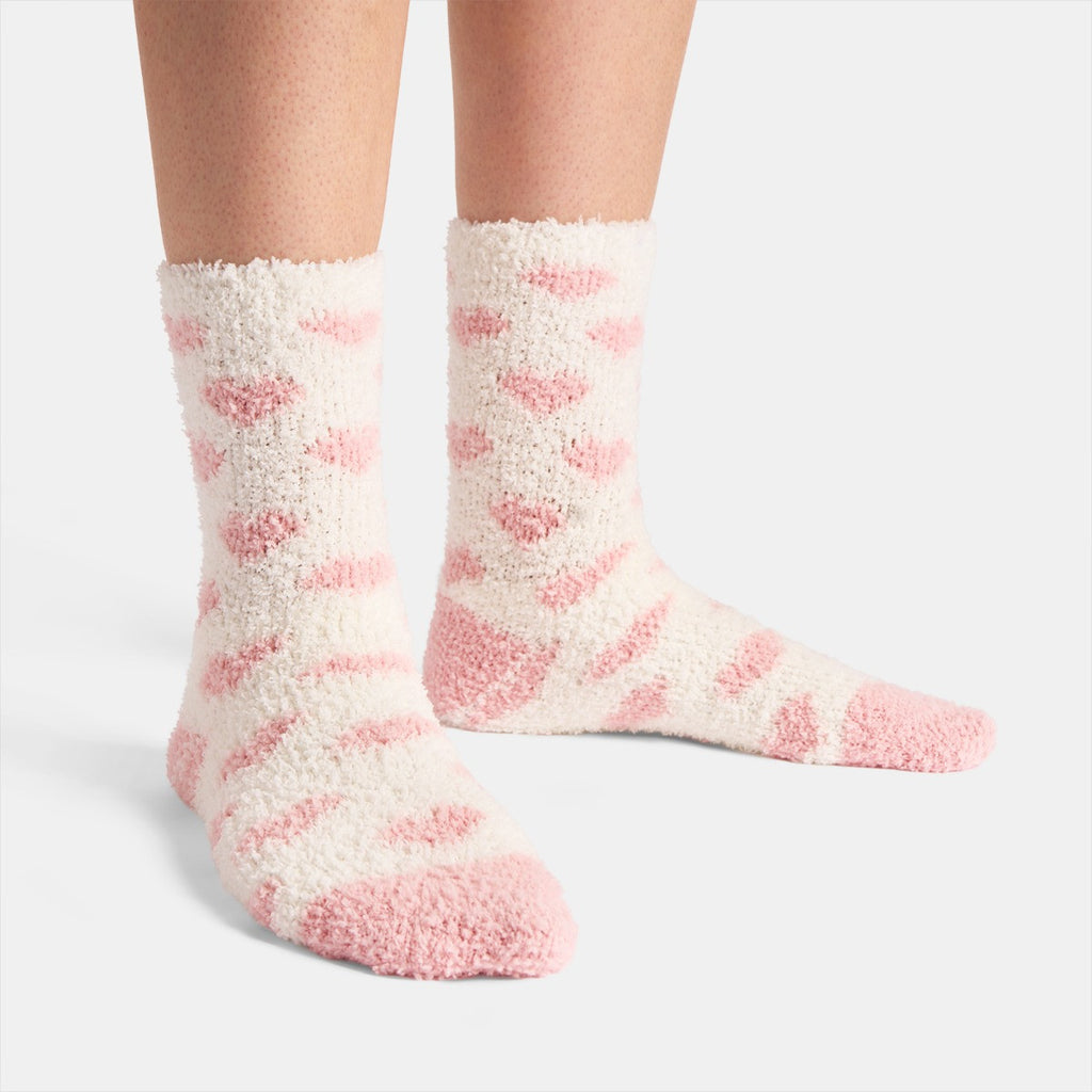 Heart Fluffy Fleece Socks, Blush - 3 Pack 🇬🇧